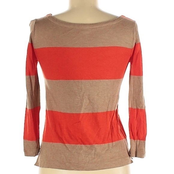 ✅ J.CREW Rugby Stripe Boatneck Top Shirt Orange Tan Top Sz XXS - Picture 3 of 10
